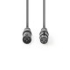 Cablu audio Stereo XLR 3 pini tata - XLR 3 pini mama 3m Gri Nedis Cablu audio Stereo XLR 3 pini tata - XLR 3 pini mama 3m Gri Nedis