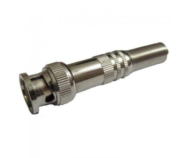 Mufa BNC tata cu protector cablu capac metal fixare rapida cu surub pin aurit Mufa BNC tata cu protector cablu capac metal fixare rapida cu surub pin aurit