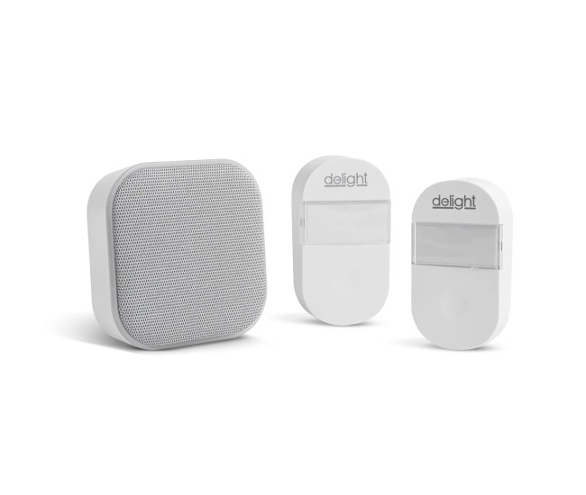 Sonerie si lumina de noapte fara fir si fara baterii 2in1 Kinetic cu 2x Sonerii exterioare alb delight 55346WH-2 Sonerie si lumina de noapte fara fir si fara baterii 2in1 Kinetic cu 2x Sonerii exterioare alb delight 55346WH-2