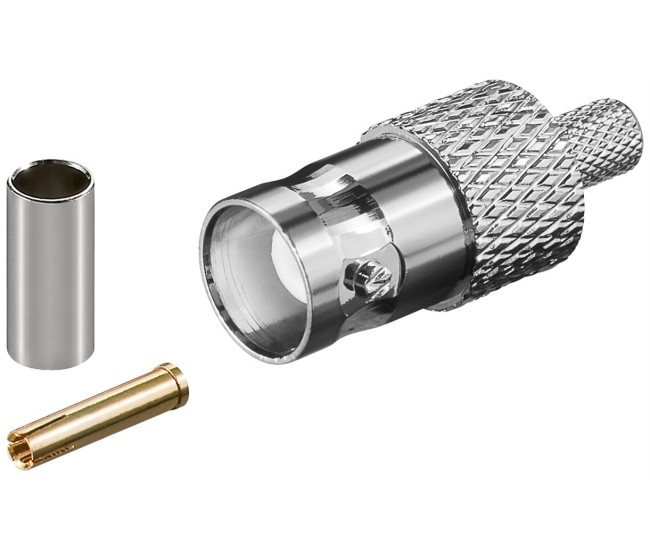 Cuplaj crimp mufa BNC tata pentru cablu RG58/U cu pin de aur 50 ohm Goobay