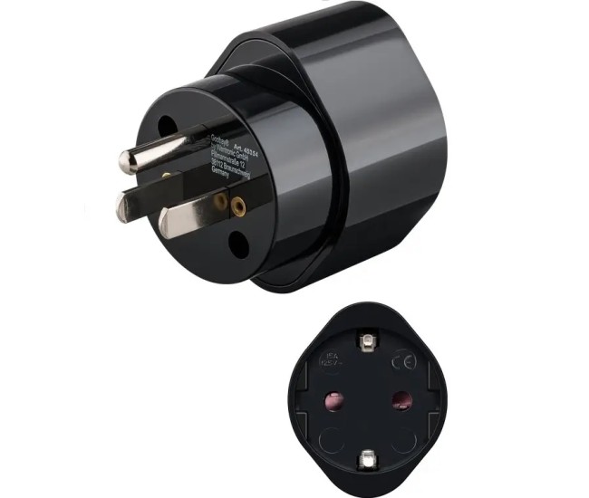 Adaptor calatorie CEE 7/3 Schuko mama la priza US /Japonia Tip B /NEMA 5-15 /3 pini negru