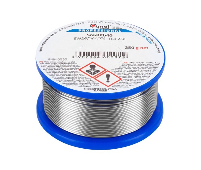Rola fludor 1mm SN60 PB40 Flux 2.5% 250g CYNEL Rola fludor 1mm SN60 PB40 Flux 2.5% 250g CYNEL