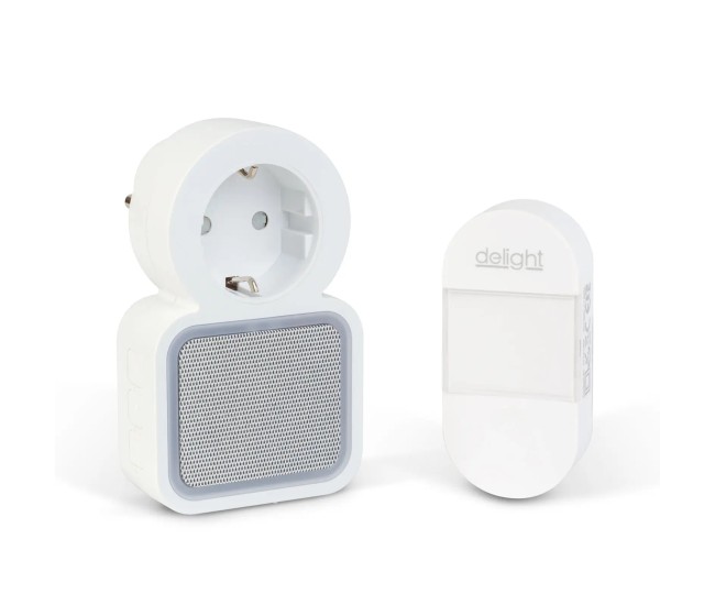 Sonerie fara fir Kinetic fara baterii cu priza 230V integrata alb delight 55338