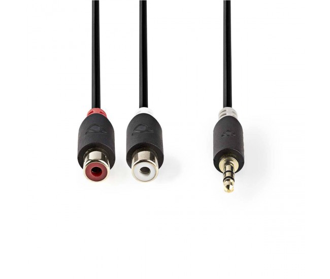 Cablu audio adaptor Jack 3.5 mm Stereo tata - 2x RCA mama 0.2m Nedis Cablu audio adaptor Jack 3.5 mm Stereo tata - 2x RCA mama 0.2m Nedis