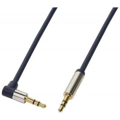 Cablu audio stereo 90 grade Jack 3.5 mm 0.75m tata-tata aurit albastru inchis carcasa aluminiu LOGILINK CA11075 Cablu audio stereo 90 grade Jack 3.5 mm 0.75m tata-tata aurit albastru inchis carcasa aluminiu LOGILINK CA11075