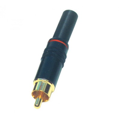 Mufa RCA tata metal aurit cu marcaj alb/negru HOME Mufa RCA tata metal aurit cu marcaj alb/negru HOME