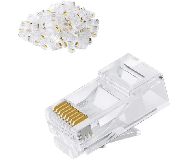 Set 50buc mufe de retea Well RJ45 8P8C Cat5e neecranate contacte aurite TEL-0080-WL-50