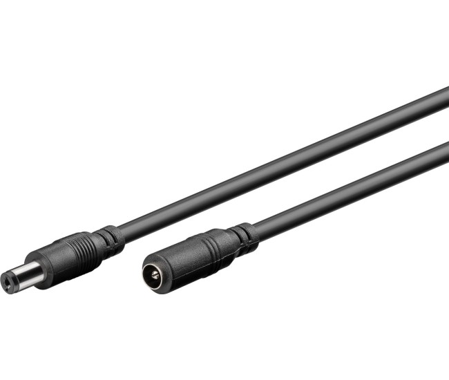 Cablu de extensie DC 5.5x2.1 mama-tata 2x0.5mm 5m 5A 120W negru Goobay 76671
