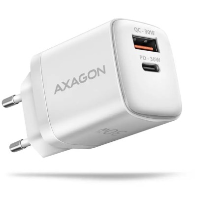 Incarcator retea PD 3.0 QC4+ 1x USB-C + 1x USB-A 30W alb AXAGON ACU-PQ30W Incarcator retea PD 3.0 QC4+ 1x USB-C + 1x USB-A 30W alb AXAGON ACU-PQ30W