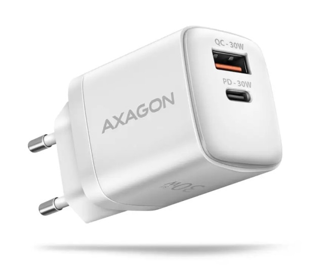 Incarcator retea PD 3.0 QC4+ 1x USB-C + 1x USB-A 30W alb AXAGON ACU-PQ30W Incarcator retea PD 3.0 QC4+ 1x USB-C + 1x USB-A 30W alb AXAGON ACU-PQ30W