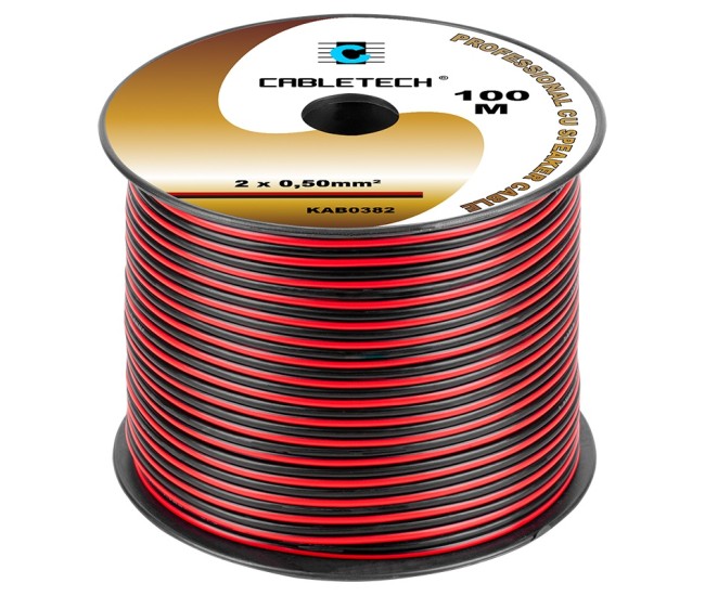 Cablu difuzor cupru 2x0.5mm rosu/negru Cabletech KAB0382 Cablu difuzor cupru 2x0.5mm rosu/negru Cabletech KAB0382