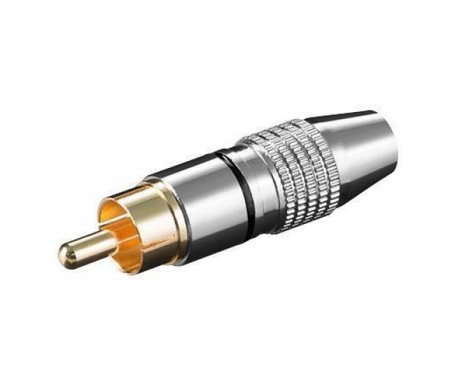 Mufa RCA tata inel negru metal aurit Goobay Mufa RCA tata inel negru metal aurit Goobay