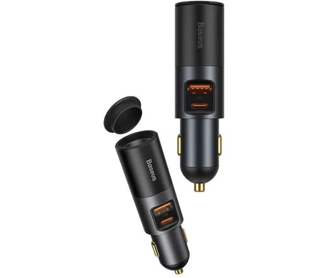 Incarcator auto Baseus Share Together CCBT-C0G 1x USB-A Output 5V/3A + 1x USB Type-C max 5V/3A + 1x bricheta auto 60W total 120W