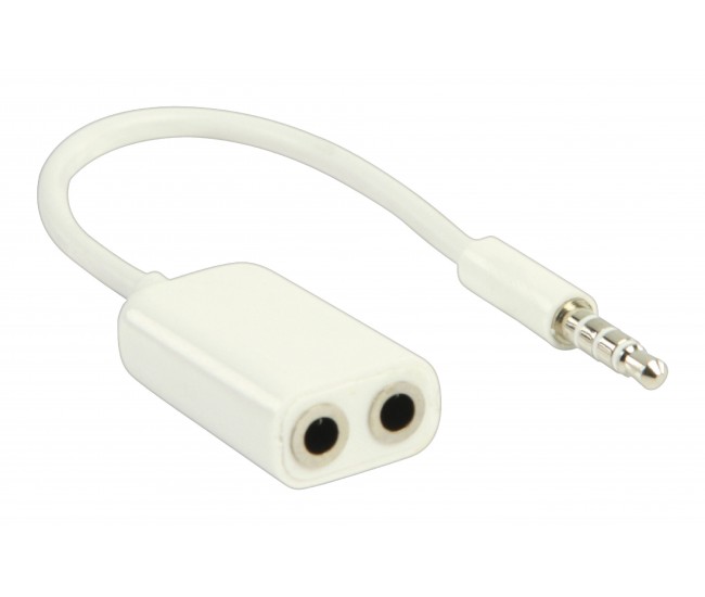 Splitter audio stereo 3.5 mm tata - 2x 3.5 mm mama 0.2m alb Valueline Splitter audio stereo 3.5 mm tata - 2x 3.5 mm mama 0.2m alb Valueline