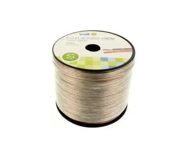 Cablu difuzor 10m transparent 2x1.5mm CCA Well LSP-CCA1.50TT-100-WL-10