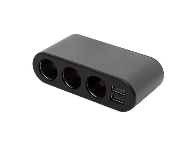 Distribuitor auto 12V /24V 3 prize 80W + 2x USB 3.4A + Voltmetru SAL SAU80W