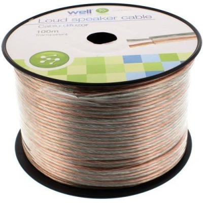 Cablu difuzor transparent 2x2mm CCA Well LSP-CCA2.00TT-100-WL Cablu difuzor transparent 2x2mm CCA Well LSP-CCA2.00TT-100-WL