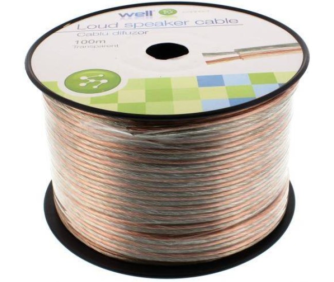 Cablu difuzor transparent 2x2mm CCA Well LSP-CCA2.00TT-100-WL Cablu difuzor transparent 2x2mm CCA Well LSP-CCA2.00TT-100-WL