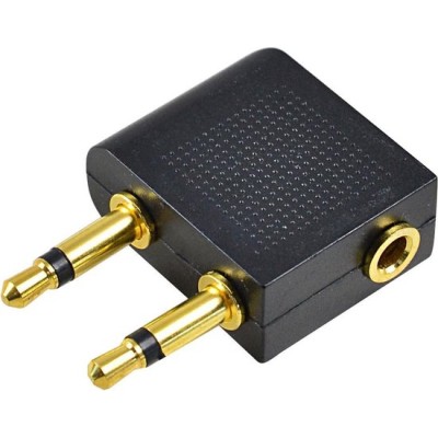 Adaptor audio casti avion 2x Jack 3.5 mm 2pin tata - 1x Jack 3.5 mm 3pin mama aurit LOGILINK CA1089