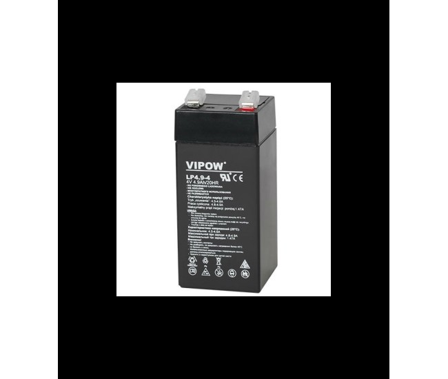 Acumulator gel plumb 4V 4.9Ah Vipow 43x43x100mm Acumulator gel plumb 4V 4.9Ah Vipow 43x43x100mm