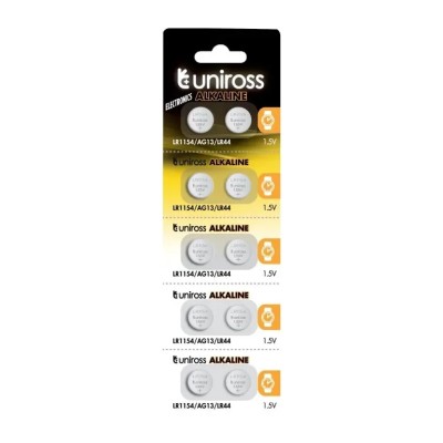Set baterii buton alcaline Uniross AG13 /LR1154 /LR44 10buc/blister U10AG13ALKALINE