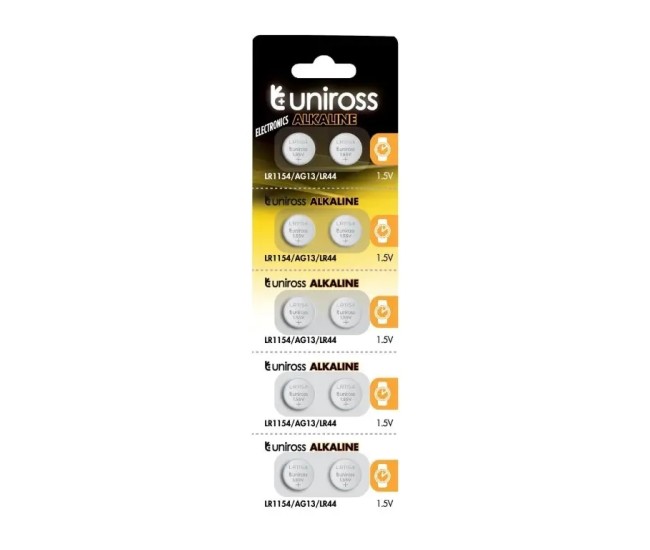 Set baterii buton alcaline Uniross AG13 /LR1154 /LR44 10buc/blister U10AG13ALKALINE
