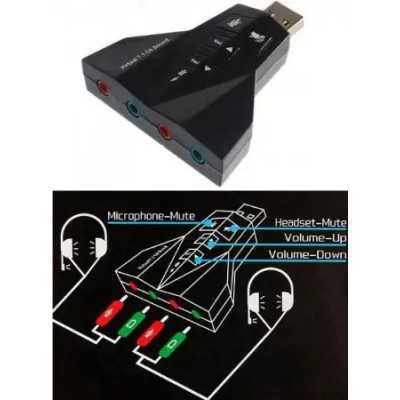 Placa sunet USB 2.0 A la 4x 3.5mm stereo Jack plug&play Sistem 7.1 vitual volume control + mute