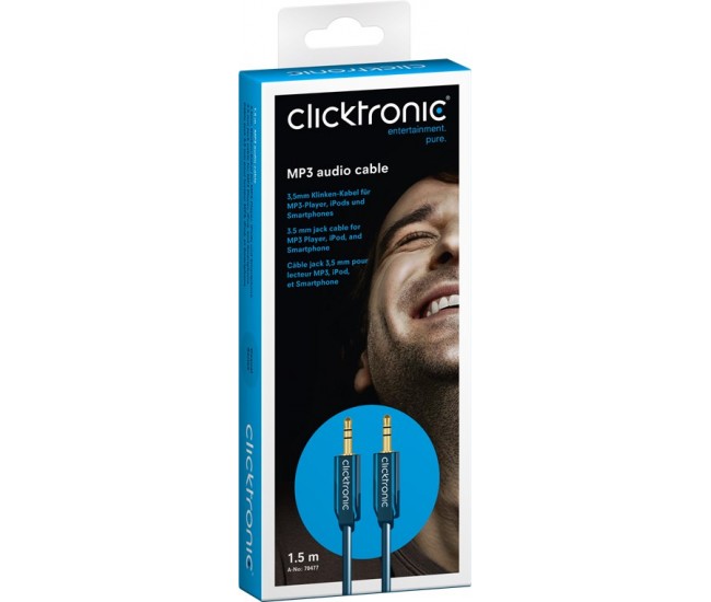 Cablu audio Profesional Jack 3.5 mm 1.5m tata-tata stereo OFC cupru fara oxigen Clicktronic Cablu audio Profesional Jack 3.5 mm 1.5m tata-tata stereo OFC cupru fara oxigen Clicktronic