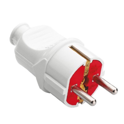 Stecher Schuko drept 16A 250V alb cu rosu TEMPO16A/250V Stecher Schuko drept 16A 250V alb cu rosu TEMPO16A/250V
