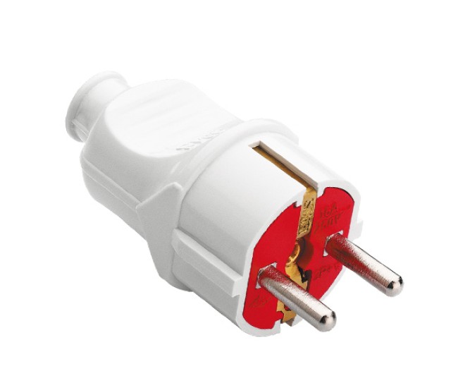 Stecher Schuko drept 16A 250V alb cu rosu TEMPO16A/250V Stecher Schuko drept 16A 250V alb cu rosu TEMPO16A/250V