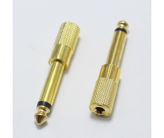 Adaptor audio aurit JACK 6.3 mm tata la 3.5 mm MONO Adaptor audio aurit JACK 6.3 mm tata la 3.5 mm MONO