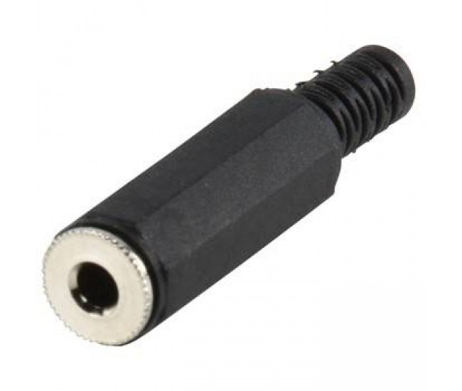 Conector jack stereo 3.5 mm mama cu protectie cablu Well Conector jack stereo 3.5 mm mama cu protectie cablu Well