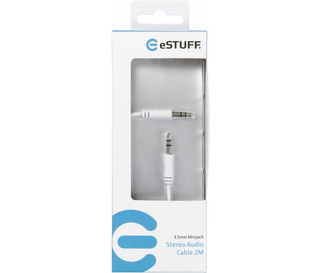 Cablu mini JACK 3.5 mm tata tata 2m alb eSTUFF Cablu mini JACK 3.5 mm tata tata 2m alb eSTUFF