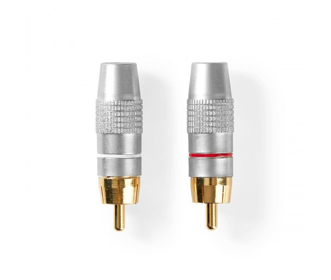 Set Conectori RCA tata aurit metal gri 2buc Nedis Set Conectori RCA tata aurit metal gri 2buc Nedis