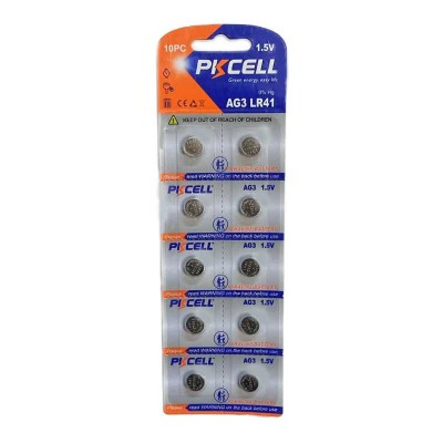 Set 10 baterii akaline PKCELL AG3 LR41 1.5V (610)
