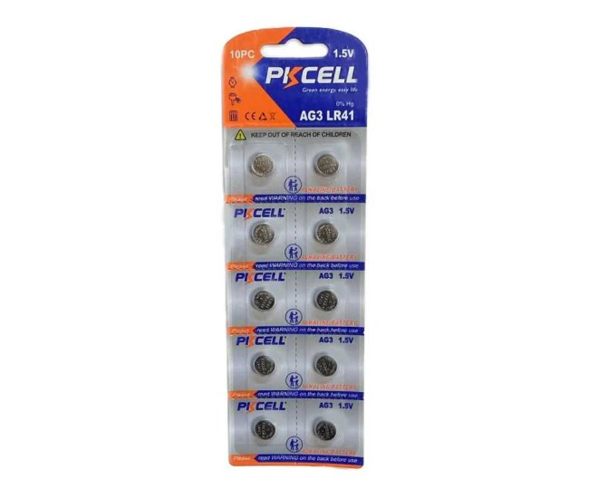Set 10 baterii akaline PKCELL AG3 LR41 1.5V (610)
