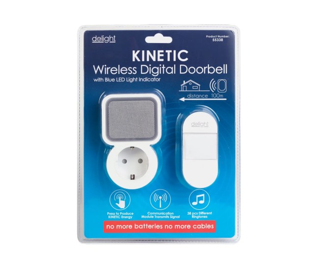 Sonerie fara fir Kinetic fara baterii cu priza 230V integrata alb delight 55338