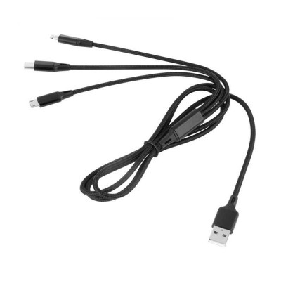 Cablu USB 3in1 1m Lighning iPhone TYPE C si micro USB REBEL RB-6005-100-B