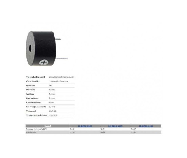 Buzzer Semnalizator electromagnetic 3.1KHZ 12V Buzzer Semnalizator electromagnetic 3.1KHZ 12V