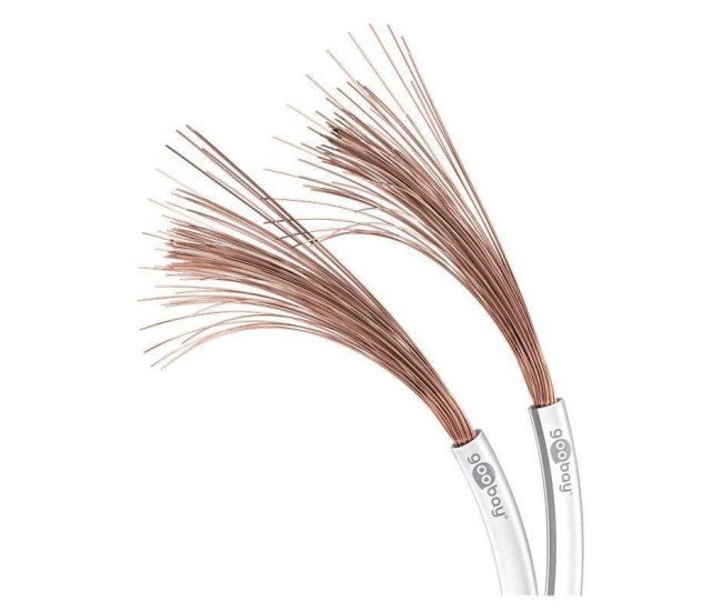 Cablu difuzor alb 2x0.75mm OFC cupru fara oxigen Goobay 15103 Cablu difuzor alb 2x0.75mm OFC cupru fara oxigen Goobay 15103
