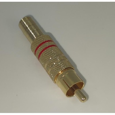 Mufa RCA tata metal inel rosu cablu 7mm Goobay