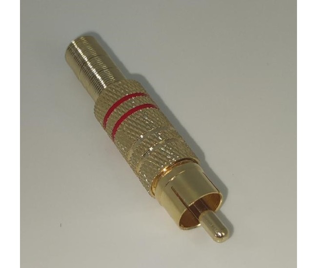 Mufa RCA tata metal inel rosu cablu 7mm Goobay