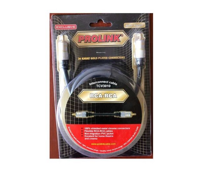 Cablu RCA mufa tata x1 din ambele parti 1.2m aurit negru PROLINK TCV3010-1.2 Cablu RCA mufa tata x1 din ambele parti 1.2m aurit negru PROLINK TCV3010-1.2