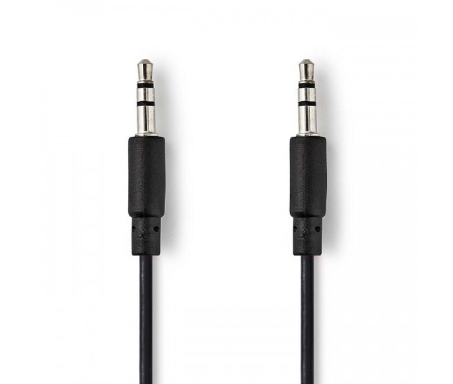 Cablu audio stereo Jack 3.5 mm tata - 3.5 mm tata 1m spiralat negru Nedis Cablu audio stereo Jack 3.5 mm tata - 3.5 mm tata 1m spiralat negru Nedis