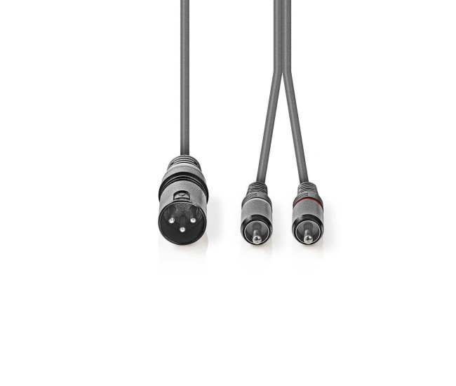 Cablu audio stereo XLR 3-Pin tata - 2x RCA tata 1.5m gri NEDIS