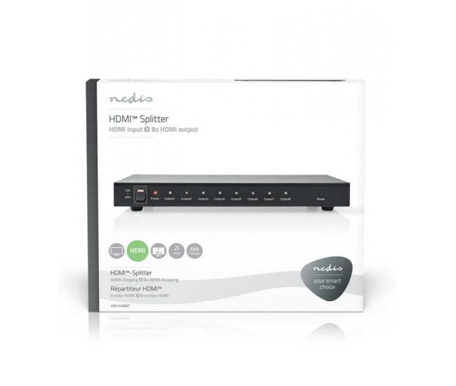 Splitter HDMI 4K 30Hz 8-porturi 1x intrare HDMI - 8x iesiri HDMI Nedis Splitter HDMI 4K 30Hz 8-porturi 1x intrare HDMI - 8x iesiri HDMI Nedis