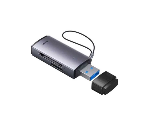 CARD READER extern Baseus Lite WKQX060013 USB 3.0 citeste /scrie SD /microSD 480Mbps maxim 512GB metalic gri CARD READER extern Baseus Lite WKQX060013 USB 3.0 citeste /scrie SD /microSD 480Mbps maxim 512GB metalic gri