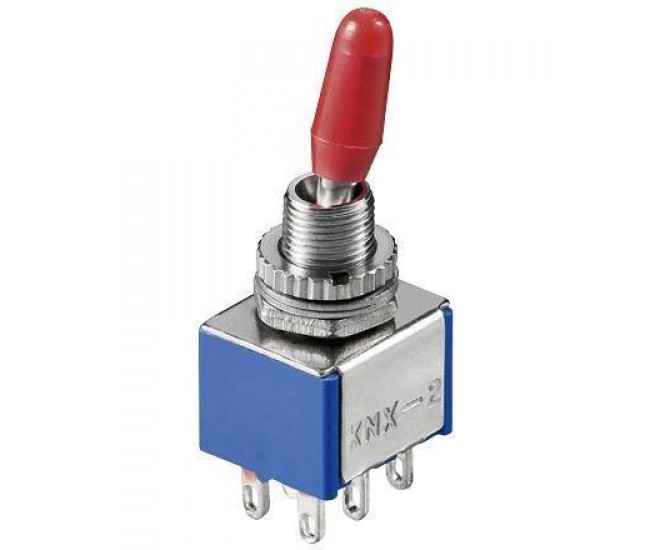 Comutator 2x ON-ON 6 pini 12.5x11.5x8.5mm cu retinere Goobay Comutator 2x ON-ON 6 pini 12.5x11.5x8.5mm cu retinere Goobay