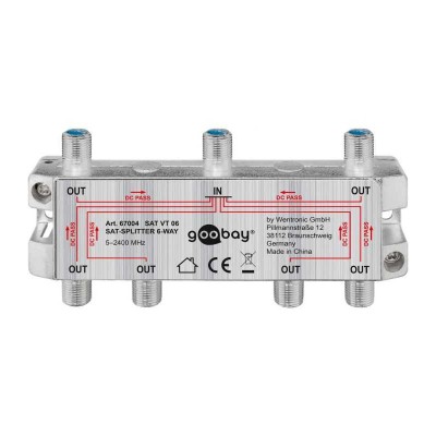 Splitter SAT 6 iesiri pentru dispozitive prin satelit 5-2400MHz Goobay 67004