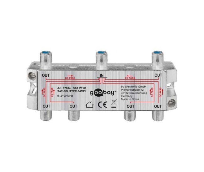 Splitter SAT 6 iesiri pentru dispozitive prin satelit 5-2400MHz Goobay 67004 Splitter SAT 6 iesiri pentru dispozitive prin satelit 5-2400MHz Goobay 67004